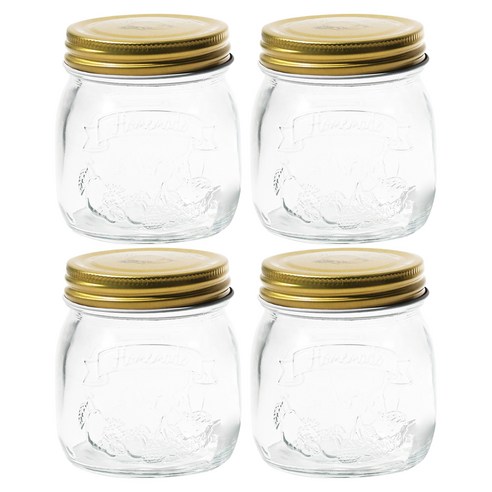 키볼리 원형 홈메이드 콰트로 유리병 잼통, 4개, 250ml