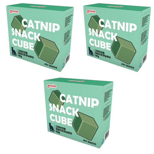 그로비타 고양이전용 동결건조 큐브, 캣닢, 60g, 3개