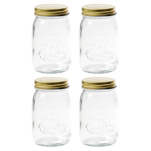 키볼리 원형 홈메이드 콰트로 유리병 잼통, 4개, 500ml