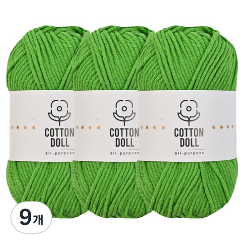 니뜨 코튼돌 뜨개실 50g, 9개, 25브라이트그린