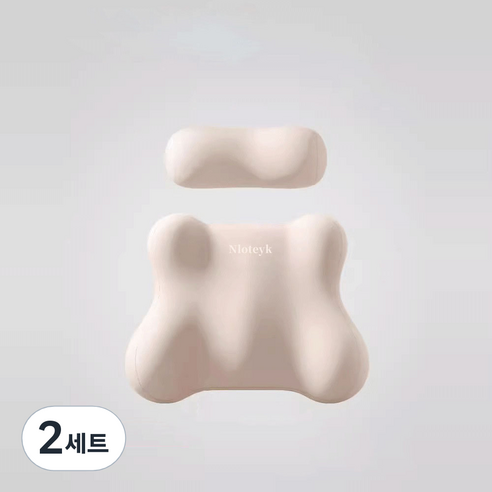 Ez2mk 사계절 차량용 목쿠션 허리쿠션 세트 MS-490, 베이지, 2세트