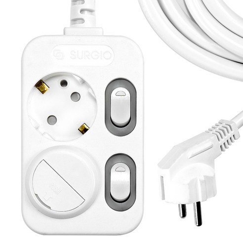 써지오 개별형 안전멀티탭 2구 16A + 안전커버, 4.5m, 1개