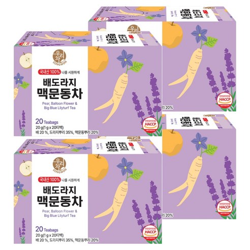 우리차 송원식품 배도라지 맥문동차 티백, 4개, 20개입, 1g