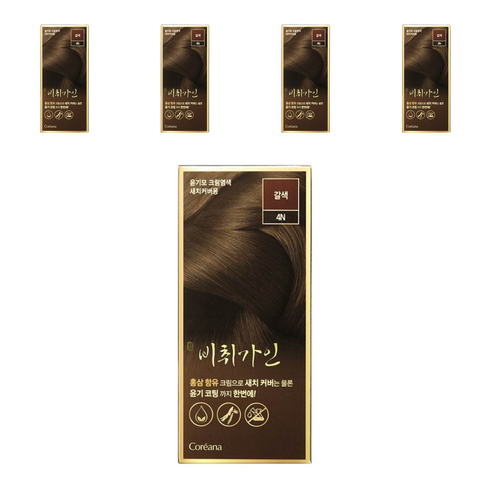 비취가인 윤기모 크림염색 염모제 새치커버용, 갈색, 5개