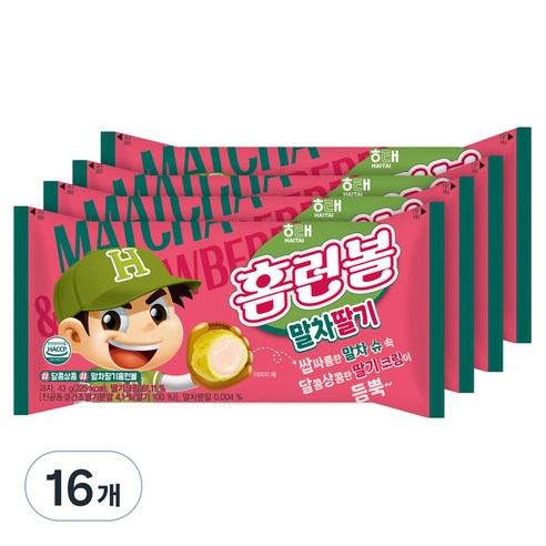 해태제과 홈런볼 말차딸기 스낵, 16개, 43g