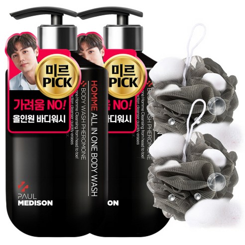 폴메디슨 옴므 대용량 올인원 바디워시 페로몬향 510ml + 샤워볼 랜덤발송
