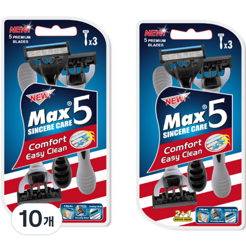 드위트리 NEW MAX 5단 일회용 면도기, 3개입, 10개