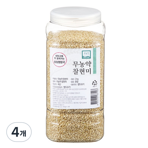 월드그린 싱싱영양통 무농약 찰현미, 2kg, 4개