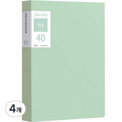 서류정리 A4 클리어파일 40p, 그린, 4개