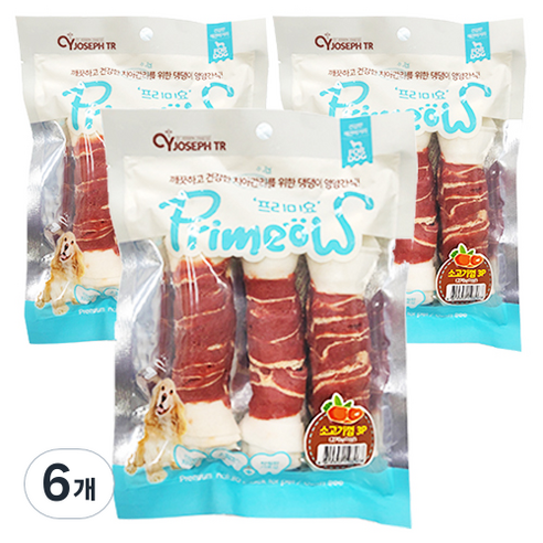 프리미요 소고기 딩고껌 17cm 중형견 3p, 240g, 6개