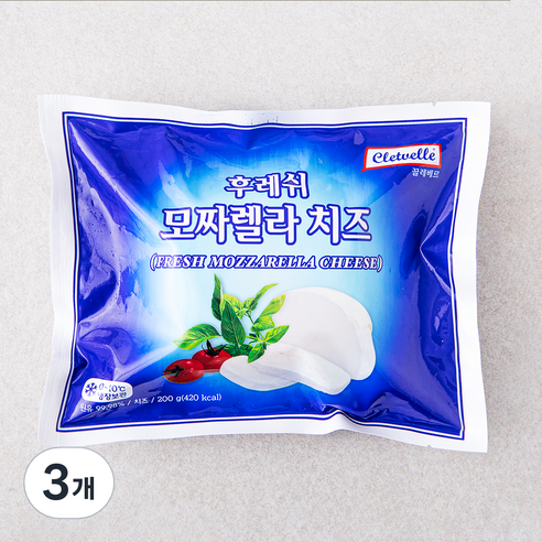 끌레베르 후레쉬 모짜렐라 치즈, 200g, 1개입, 3개