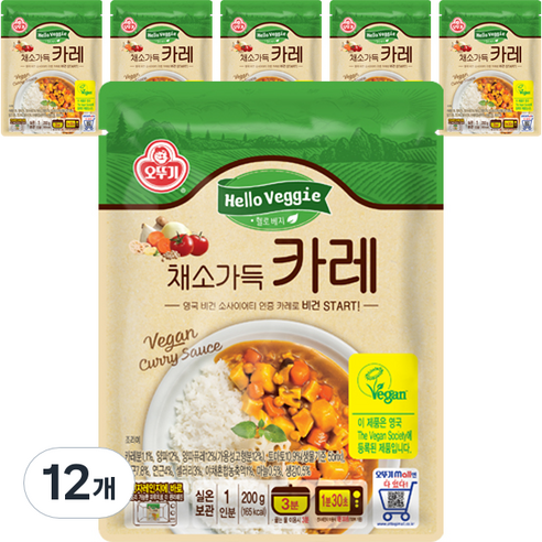 오뚜기 헬로 베지 채소 가득 카레, 12개, 200g