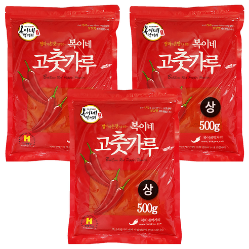 복이네먹거리 중국산고춧가루 보통 매운맛 떡볶이 소스용 상, 3개, 500g