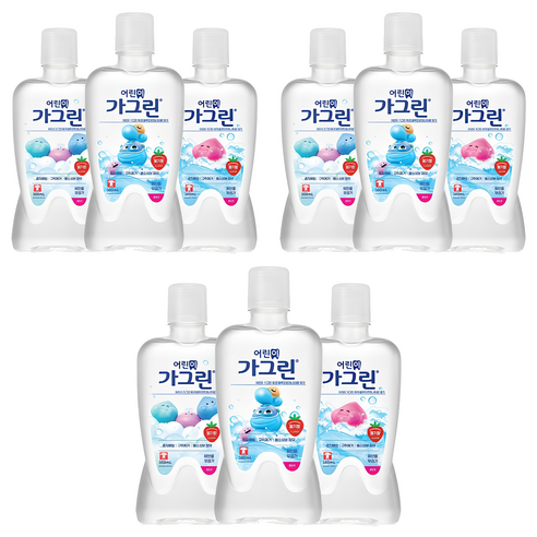 가그린 어린이용 구강세정제 딸기향 랜덤발송, 9개, 380ml
