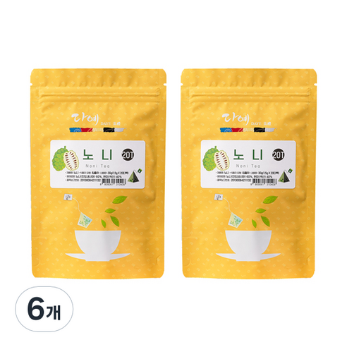다예 삼각티백 노니차, 1.5g, 20개입, 6개