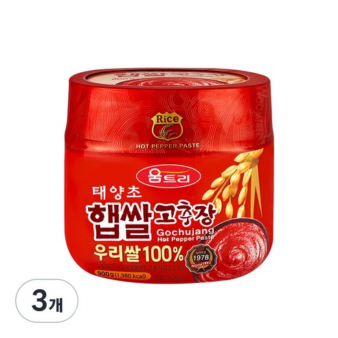 움트리 태양초 햅쌀 고추장, 900g, 3개
