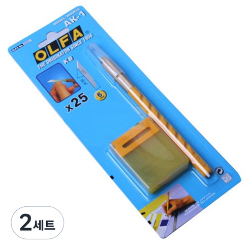올파 디자인 컷터칼 AK-1 + 컷터날 6mm x 25p 세트, 혼합 색상, 2세트