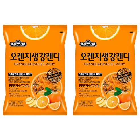 일광제과 오렌지 생강 캔디, 250g, 2개