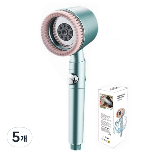 윈프라이스 5단 브러쉬 필터 샤워기, 5개, 그린