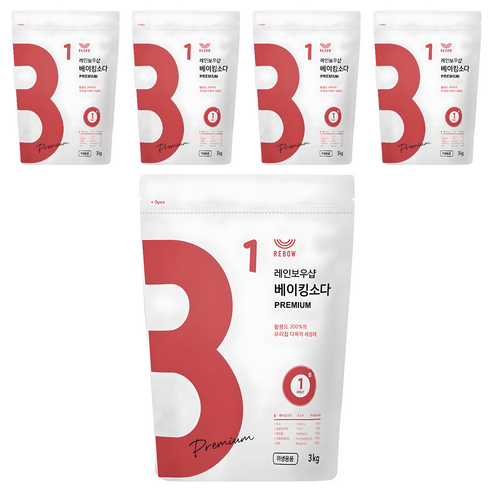 레인보우샵 베이킹소다 프리미엄, 3kg, 5개