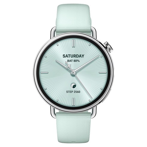 샤오미 플루오르고무 스트랩 워치 S4, 민트 그린, 41mm, 블루투스