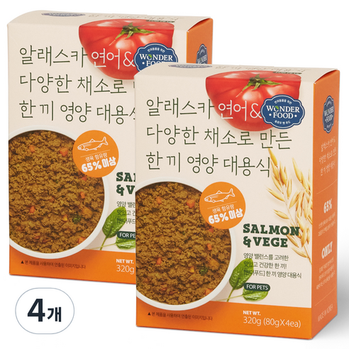 원더푸드 전연령용 반려동물 한 끼 영양 대용식, 연어, 320g, 4개