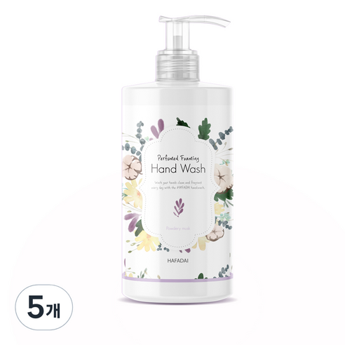 하파데이 퍼퓸드 포밍 핸드워시 파우더리 머스크향, 500ml, 5개
