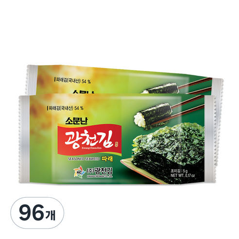 광천김 소문난 파래도시락김, 5g, 96개