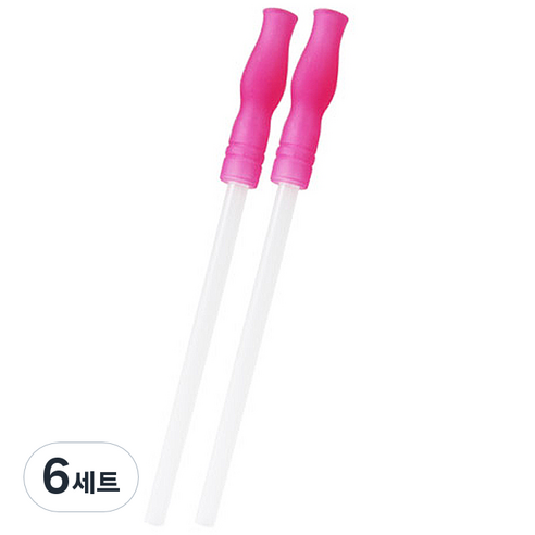 아가프라 실리콘 매직 빨대 리필, 핑크, 6세트