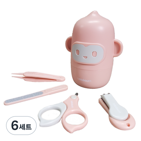 베베솜 신생아 손톱깎이 4종세트, 핑크, 6세트