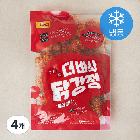 비비큐 더바삭 닭강정 매콤양념 (냉동), 500g, 4개