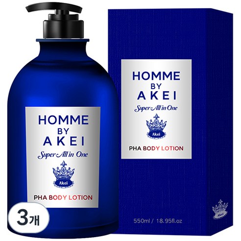 아케이 옴므 슈퍼 올인원 PHA 퍼퓸 바디로션 센스페로몬향, 550ml, 3개