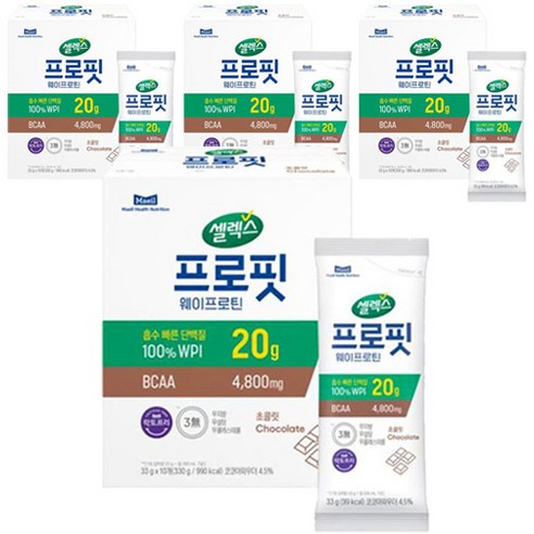 셀렉스 프로핏 웨이프로틴 파우더 초콜릿, 330g, 4개