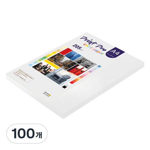 종이문화 프린트프로 두꺼운 칼라복사지 No 30 스노우화이트 205g, A4, 100개