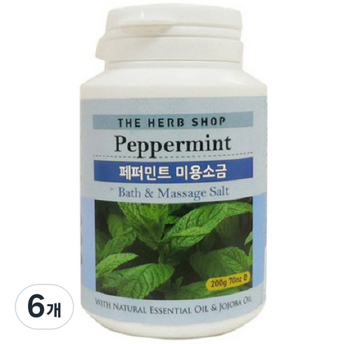 더허브샵 페퍼민트 마사지 미용소금, 200g, 6개