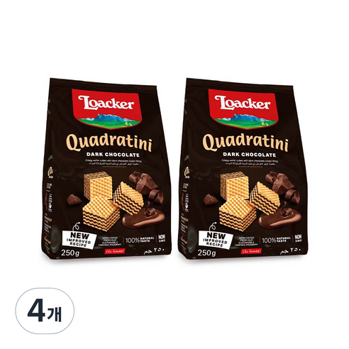 로아커 웨하스 콰드라티니 다크초콜릿, 250g, 4개