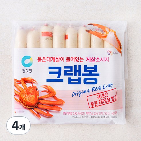 청정원 크랩봉16입, 480g, 4개