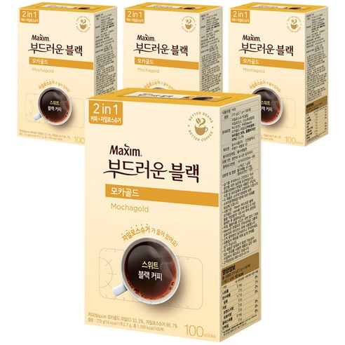 맥심 모카골드 부드러운 블랙 커피믹스, 100개입, 4개