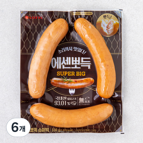 롯데제과 에센뽀득 슈퍼빅, 330g, 6개