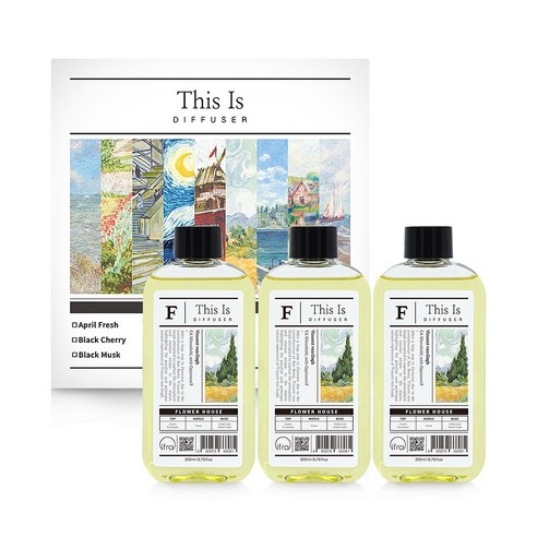 디스이즈 명화 디퓨저 리필 3p, 플라워 하우스, 200ml, 3개