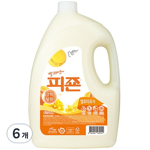피죤 레귤러 섬유유연제 옐로미모사 본품, 4.21L, 6개
