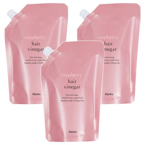 어퓨 헤어 식초 리필용 라즈베리향, 400ml, 3개
