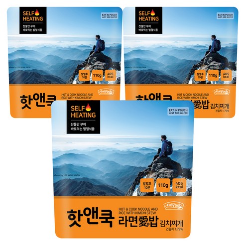 이지밥 핫앤쿡 라면애밥 김치찌개, 110g, 3개
