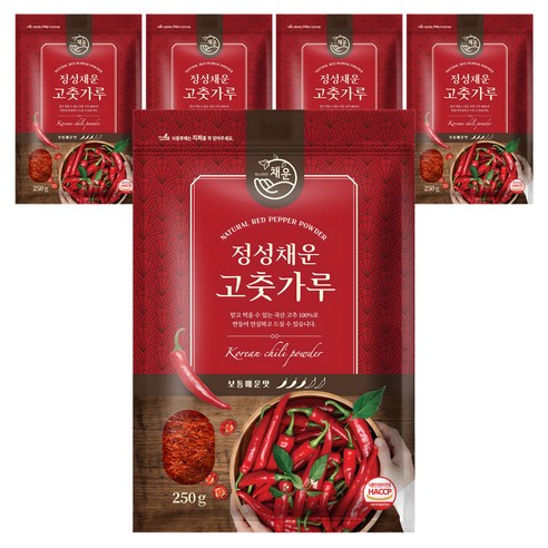 채운 정성채운 국산 고춧가루 보통매운맛, 250g, 5개