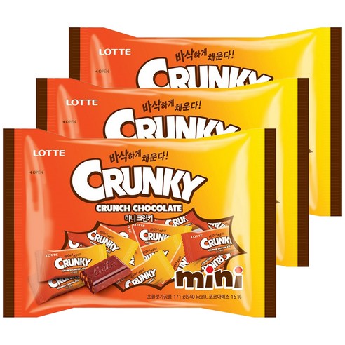 롯데제과 미니 크런키, 171g, 3개
