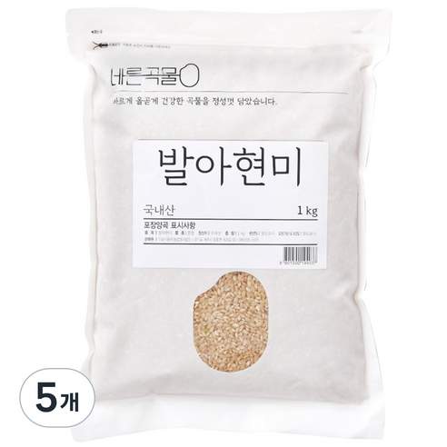 바른곡물 발아현미, 1kg, 5개