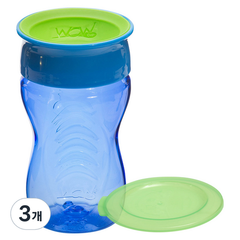 와우컵 키즈 트라이탄 컵 296 ml, 블루, 3개