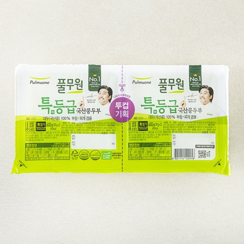 풀무원 특등급 국산콩 두부 부침찌개 겸용, 300g, 2개입