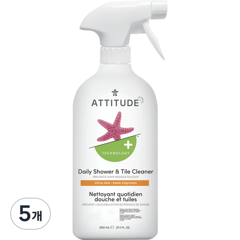 에티튜드 타일 욕조클리너 시트러스제스트향, 800ml, 5개