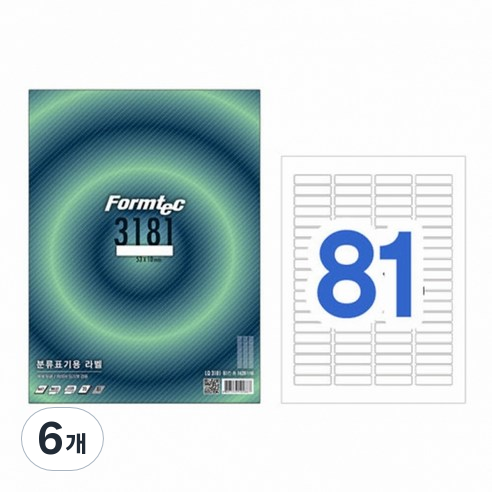 폼텍 폼텍 LQ-3181 레이저/잉크젯 라벨 20매, 6개